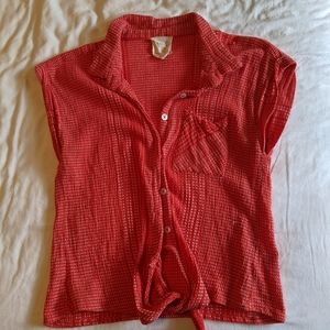 Harper Vintage Red Tie Button Down, Small